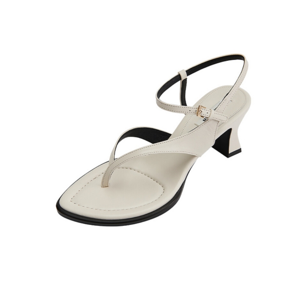 Reike Nen Leaf Y2K Thong Sling Back White Contrast Black Sandal Pump